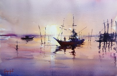 Reflets paisibles au coucher du soleil - Giorgio Gosti