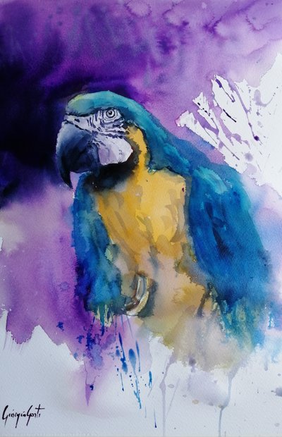 Un perroquet aux couleurs vives peint à l