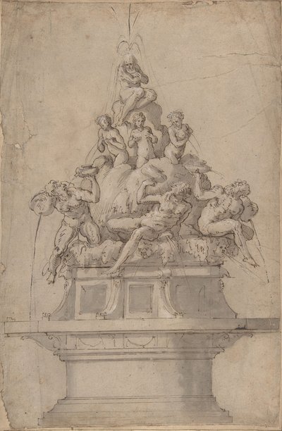 Conception pour une fontaine avec dieux-fleuves et nymphes - Giorgio Vasari