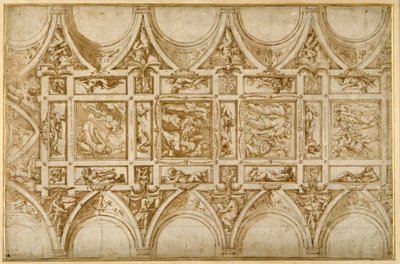Conception pour le plafond du réfectoire du Collège des Jésuites à Cortona - Giorgio Vasari