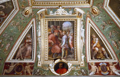 (détail) de la salle de Cosimo de Medicis se représentant avec Sante Bentivoglio, gouverneur de la ville de Bologne - Giorgio Vasari