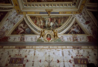 Détail de la salle de Lorenzo il Magnifico représentant la bataille de Sarzana (fresque) - Giorgio Vasari