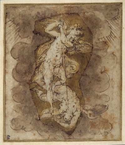 Dessin pour les anges de la voûte de Saint Michel, vers 1511-74 (plume, encre et lavis) - Giorgio Vasari