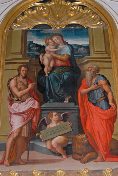 Madone et Enfant entre Saint Jean Baptiste et Saint Jérôme, peinture de Giorgio Vasari, église du monastère de Camaldoli, Camaldoli, Toscane, Italie - Giorgio Vasari
