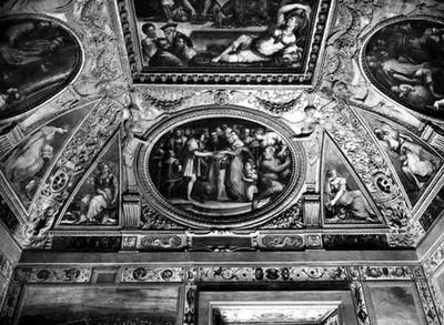Le pape Clément VII (1478-1534) marie Catherine de Médicis (1519-1589) avec Henri II de France (1519-59), de la Sala di Clemente VII - Giorgio Vasari