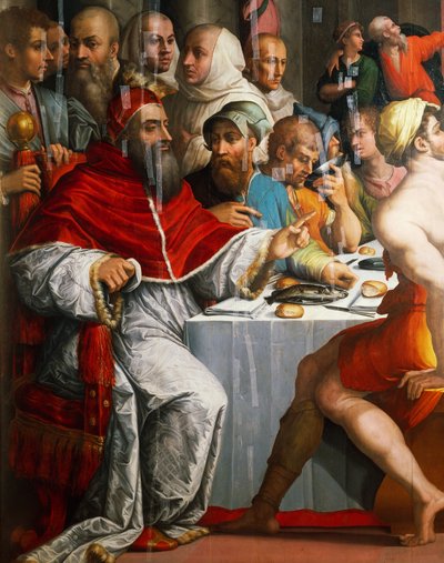 Le Pape Clément VII en guise de Saint Grégoire, détail du Dîner de Saint Grégoire le Grand - Giorgio Vasari