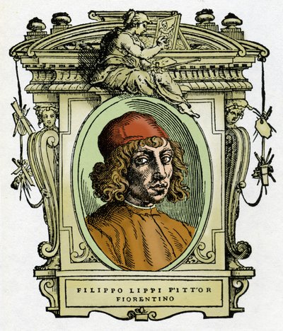 Portrait de Filippo Lippi (1406-1469) peintre florentin. Xylographie de « La vie des peintres » de Giorgio Vasari. - Giorgio Vasari