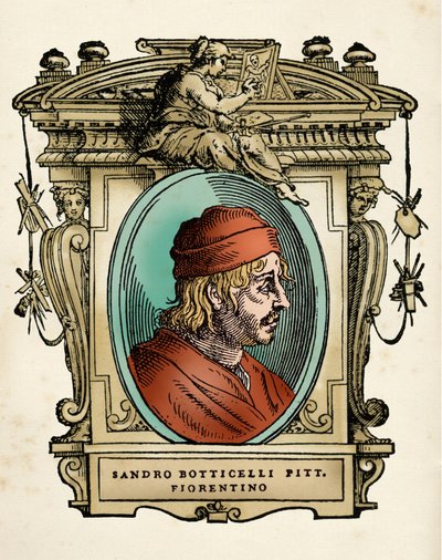 Portrait du peintre Sandro Botticelli (1445-1510) (Alessandro di Mariano di Vanni Filipepi) Gravure de 