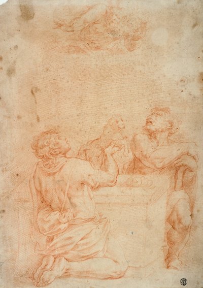 Le Sacrifice de Caïn et Abel, avec Dieu le Père au-dessus - Giorgio Vasari