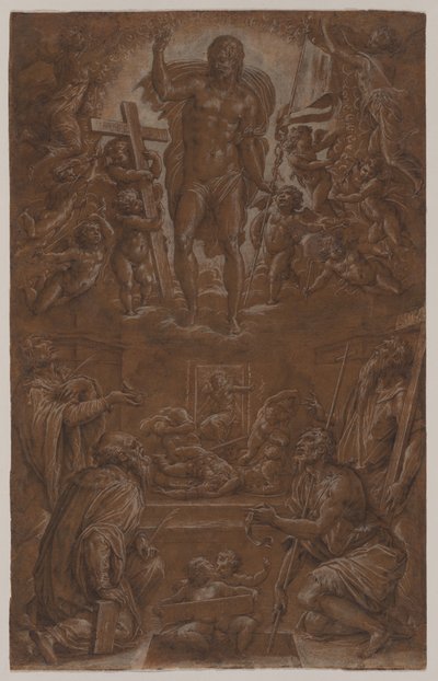 Le Christ ressuscité adoré par les saints et les anges - Giorgio Vasari