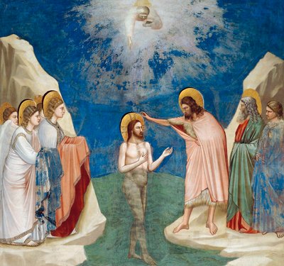 Baptême du Christ, Détail de la Vie et Passion du Christ, par Giotto - Giotto (c.1266 1337)