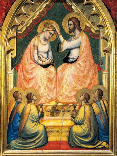 Italie, Florence, Basilique de la Sainte-Croix, Chapelle Bandini Baroncelli, Couronnement de la Vierge, par Giotto, fresque, Détail - Giotto (c.1266 1337)