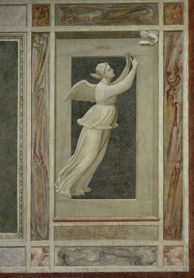 Espoir, figure féminine ailée volant vers un ange (détail) - Giotto (c.1266 1337)