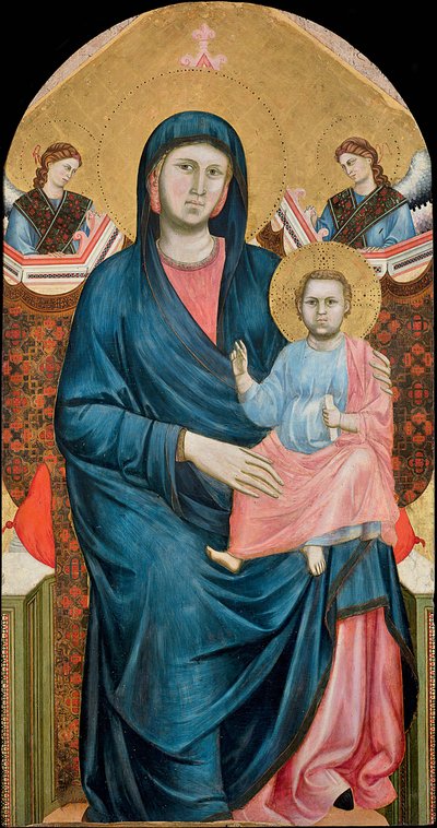 Madone et enfant en trône avec deux anges - Giotto (c.1266 1337)