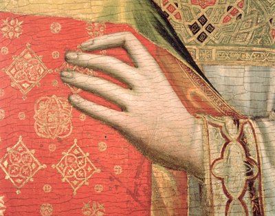 Main de Saint Étienne (tempera sur panneau) (détail) - Giotto di Bondone