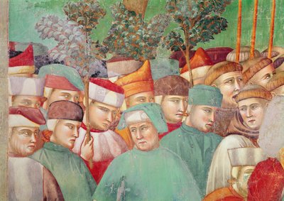Sainte Claire embrasse le corps de Saint François, détail de la foule sur le côté droit, 1297-99 (détail) - Giotto di Bondone