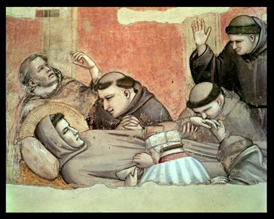 La Mort de Saint François, détail de Saint François et des moines (détail) - Giotto di Bondone