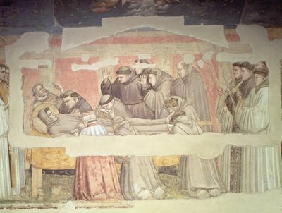 La Mort de Saint François, détail du catafalque et des pleureurs (détail) - Giotto di Bondone