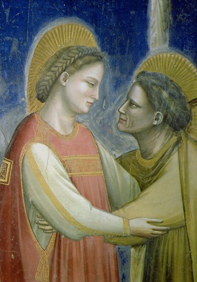 La Visitation, détail de la Vierge embrassant Sainte Élisabeth (détail) - Giotto di Bondone