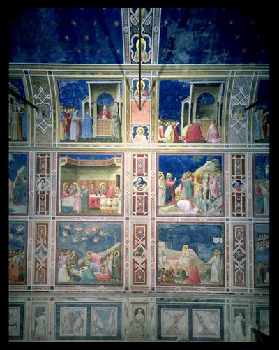 Vue des fresques sur le mur gauche, c.1303-05 (post-restauration) - Giotto di Bondone