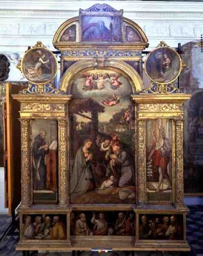 Polyptyque montrant la Nativité et d