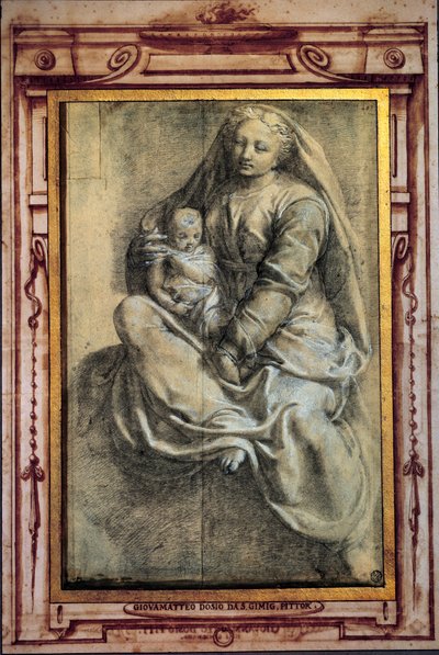 Vierge et Enfant Lavis par Giovanni Antonio Dosi (1533-1610) 16e siècle - Giovanantonio Dosio