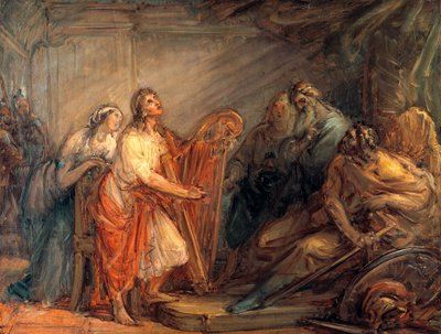 David calmant Saül avec le son de la harpe - Giovanni Carnovali
