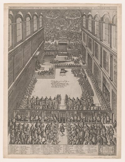 Speculum Romanae Magnificentiae : Une réunion papale dans la chapelle Sixtine, Michel-Ange - Giovanni Ambrogio Brambilla
