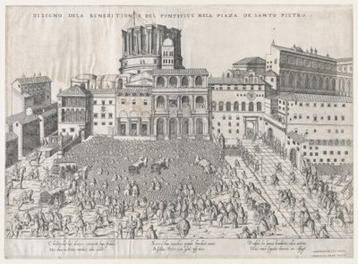 Speculum Romanae Magnificentiae: Bénédiction Papale, fin du 16ème siècle - Giovanni Ambrogio Brambilla