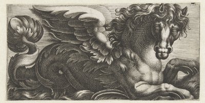 Cheval marin ailé avec un bouton de feuilles à sa queue - Giovanni Andrea Maglioli