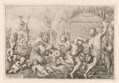 Bacchanale avec autel, faune et Silène - Giovanni Andrea Podesta
