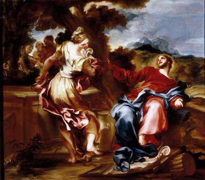 Christ et la Samaritaine. Peinture de Giovanni Andrea de 