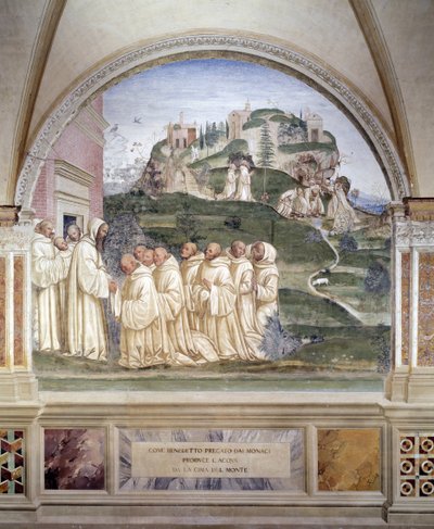 Benoît fait jaillir une source au sommet de la montagne - Giovanni Antonio Bazzi Sodoma