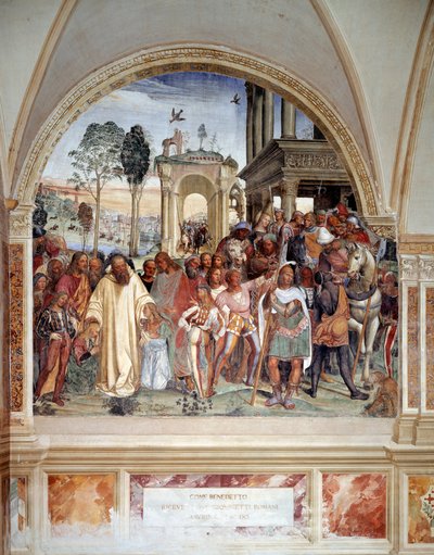 Benoît reçoit deux jeunes Romains Maur et Placide - Giovanni Antonio Bazzi Sodoma