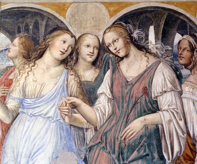 Florent envoie des prostituées au monastère (détail) - Giovanni Antonio Bazzi Sodoma