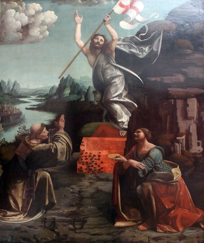 La Résurrection du Christ avec Saint Léonard de Noblac et Lucie - Giovanni Antonio Boltraffio