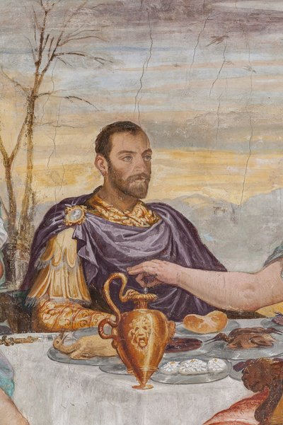 Détail du Banquet de Cléopâtre, Salle de la cheminée, vers 1560-65 - Giovanni Antonio Fasolo