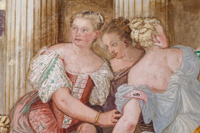 Figure féminine, (détail) de La Clémence de Scipion, Salle de la cheminée, vers 1560-65 - Giovanni Antonio Fasolo