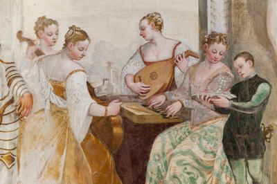 Jeune garçon et dames de cour, détail du Concert, Salle principale, c.1570 - Giovanni Antonio Fasolo