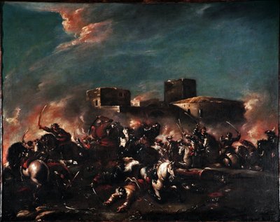 Bataille. Peinture de Giovanni Antonio Guardi (1699-1760) XVIIIe siècle Venise, Museo Correr - Giovanni Antonio Guardi
