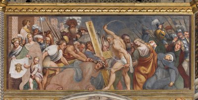Allée centrale, Deuxième travée sud, Jésus tombe sous la croix - Giovanni Antonio Pordenone