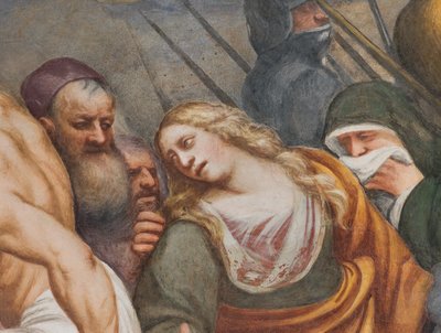 Nef centrale, Deuxième travée sud, Jésus tombe sous la croix - Giovanni Antonio Pordenone