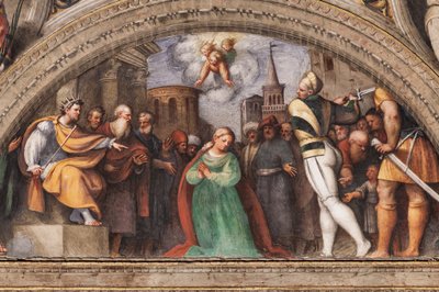 Lunette représentant la décapitation de Sainte Catherine - Giovanni Antonio Pordenone