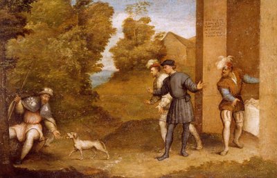 Saint Roch nourri par un chien, compartiment du Retable de Saint Gotthard - Giovanni Antonio Pordenone
