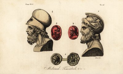 Busts et gemmes des politiciens athéniens Miltiade le Jeune, Thémistocle et le roi Pyrrhus I - Giovanni Antonio Sasso