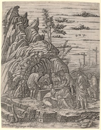 La Mise au Tombeau avec Trois Oiseaux - Giovanni Antonio da Brescia, after Andrea Mantegna