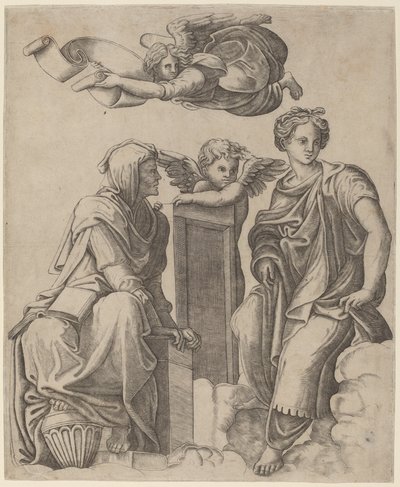 Deux Sibylles et un Ange - Giovanni Antonio da Brescia after Raphael