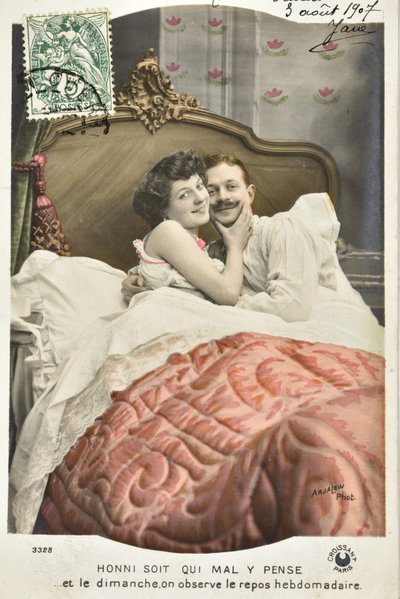 Carte postale : Honni soit qui mal y pense / Repos dominical hebdomadaire - date 1907 - Phillipe de Marlier