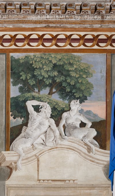 Chambre des Scènes Rurales : fresque monochrome représentant un satyre et une ménade - Giovanni Battista Tiepolo
