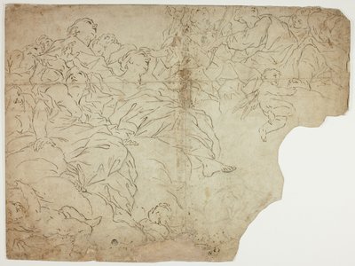 Saints, ou figures allégoriques et putti sur des nuages - Giovanni Battista Beinaschi